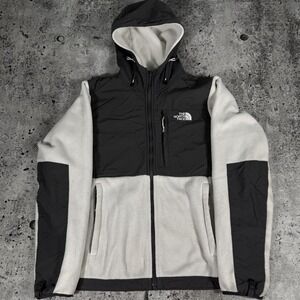 The North Face Jacket Womens Medium White Black Fleece Hooded Full Zip Outdoor